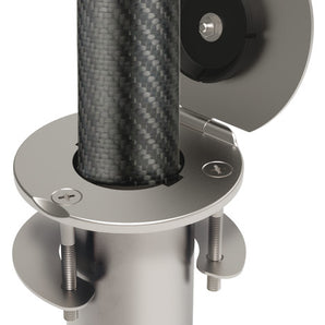 Recessed bushing for carbon pole with hinge cover