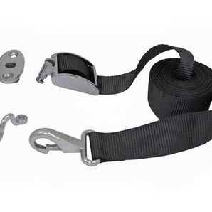 Marinetech | Spanband met uitneembare klemgesp | RVS | 25 mm x 230 cm | met musketonhaak & beugel